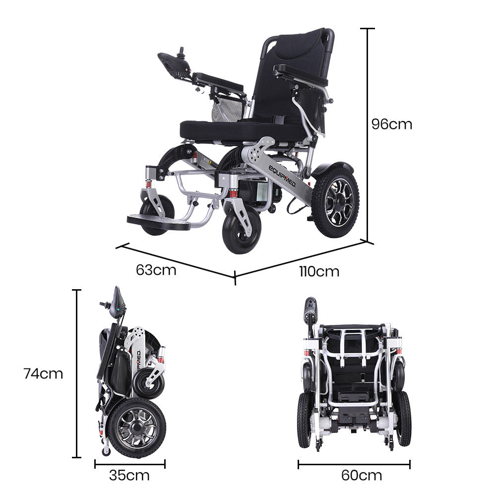 EQUIPMED Power Electric Wheelchair, Airline Approved Wheel Chair, Lightweight, Folding, Long Range, Lithium V219-HELWLCEQPKS6A