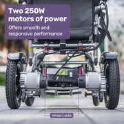 EQUIPMED Power Electric Wheelchair, Long Range, Airline Approved, Alloy, Remote Control, Lithium Battery, V219-HELWLCEQPKS8A