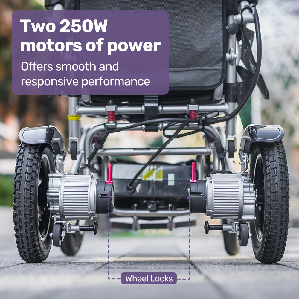 EQUIPMED Power Electric Wheelchair, Long Range, Airline Approved, Alloy, Remote Control, Lithium Battery, V219-HELWLCEQPKS8A