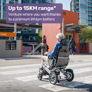 EQUIPMED Power Electric Wheelchair, Long Range, Airline Approved, Alloy, Remote Control, Lithium Battery, V219-HELWLCEQPKS8A