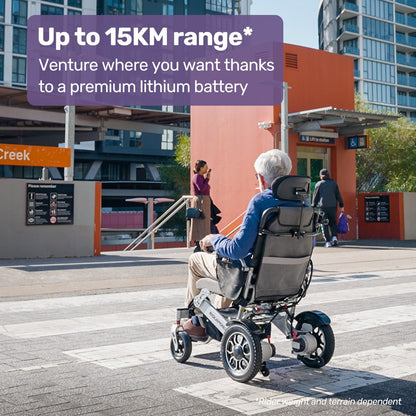 EQUIPMED Power Electric Wheelchair, Long Range, Airline Approved, Alloy, Remote Control, Lithium Battery, V219-HELWLCEQPKS8A