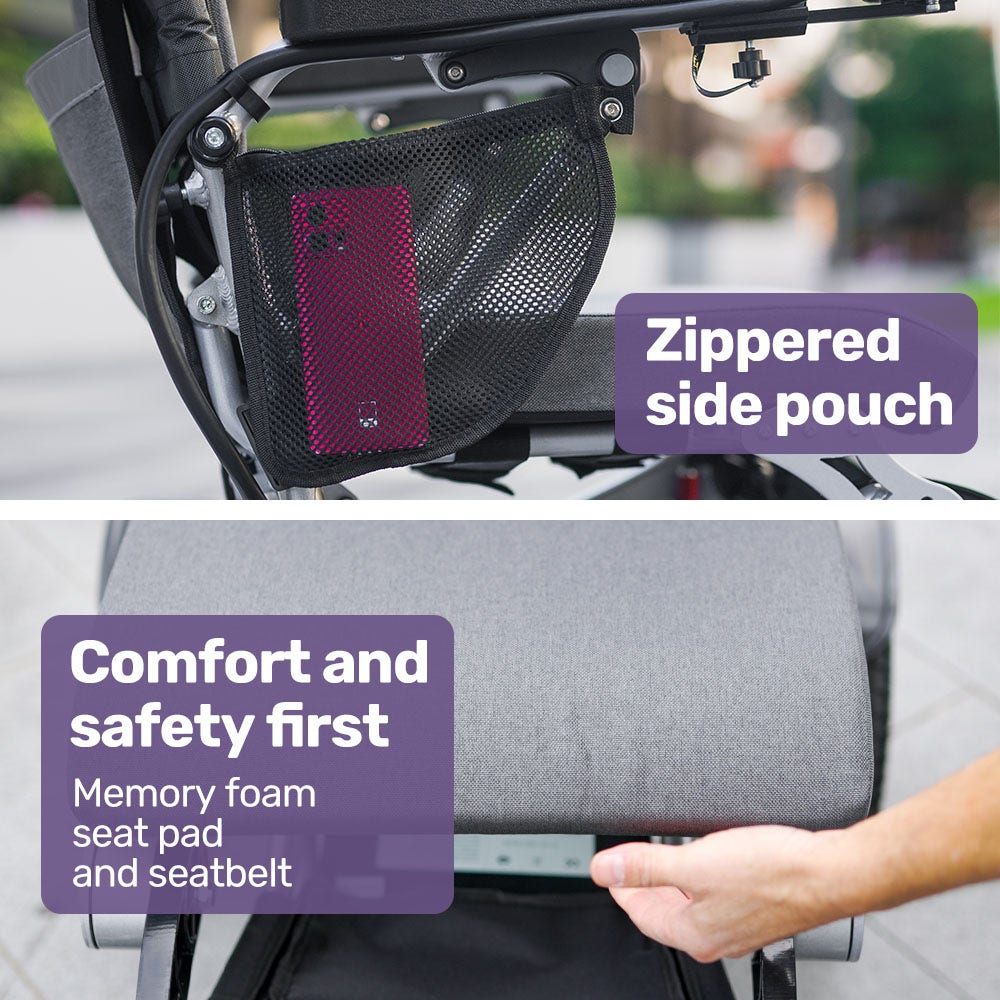 EQUIPMED Power Electric Wheelchair, Long Range, Airline Approved, Alloy, Remote Control, Lithium Battery, V219-HELWLCEQPKS8A