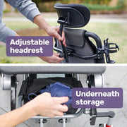 EQUIPMED Power Electric Wheelchair, Long Range, Airline Approved, Alloy, Remote Control, Lithium Battery, V219-HELWLCEQPKS8A