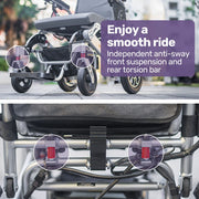 EQUIPMED Power Electric Wheelchair, Long Range, Airline Approved, Alloy, Remote Control, Lithium Battery, V219-HELWLCEQPKS8A