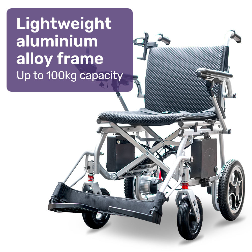 EQUIPMED Power Electric Wheelchair, Airline Approved Wheelchair, Extra Lightweight, Long Range, Lithium V219-HELWLCEQPSS7A