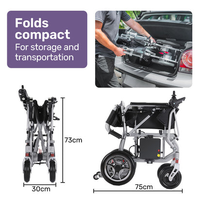 EQUIPMED Power Electric Wheelchair, Airline Approved Wheelchair, Extra Lightweight, Long Range, Lithium V219-HELWLCEQPSS7A