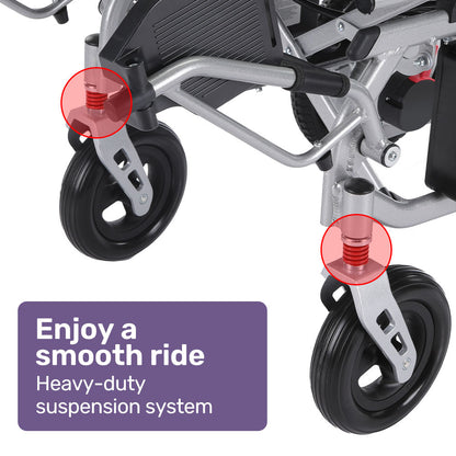 EQUIPMED Power Electric Wheelchair, Airline Approved Wheelchair, Extra Lightweight, Long Range, Lithium V219-HELWLCEQPSS7A