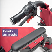 Equipmed Folding Transit Wheelchair, Lightweight Aluminium for Easy Transport, Crimson Red V219-HELWLCEQR41A