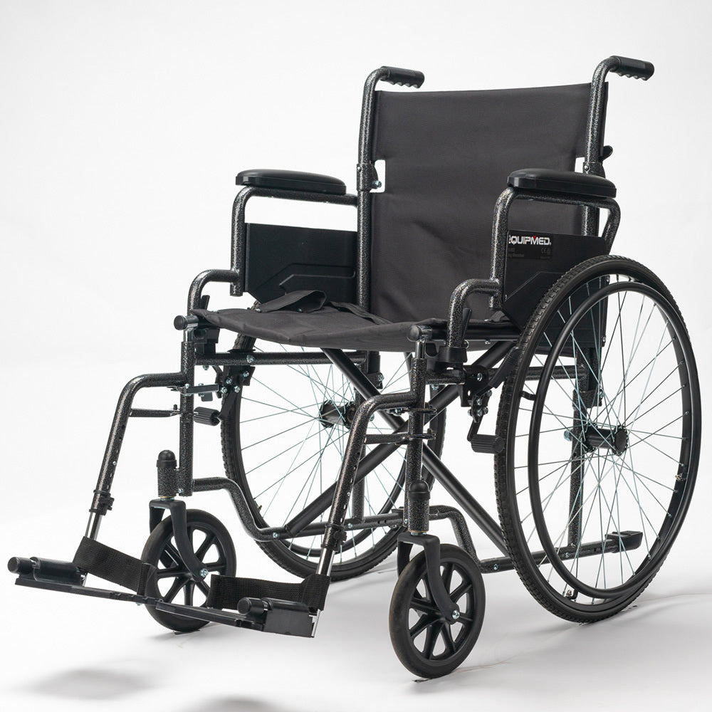 Equipmed 24 Inch Folding Bariatric Wheelchair, XL Wide Design, 136kg Capacity, Park Brakes, Retractable V219-HELWLCEQS24A