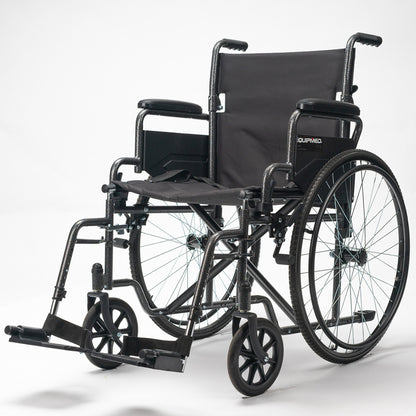 Equipmed 24 Inch Folding Bariatric Wheelchair, XL Wide Design, 136kg Capacity, Park Brakes, Retractable V219-HELWLCEQS24A