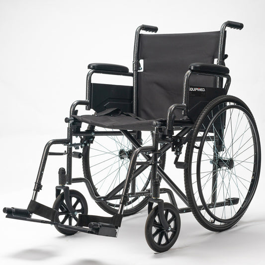 Equipmed 24 Inch Folding Bariatric Wheelchair, XL Wide Design, 136kg Capacity, Park Brakes, Retractable V219-HELWLCEQS24A