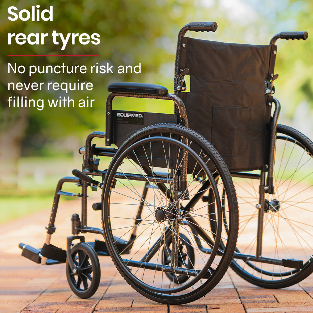 Equipmed 24 Inch Folding Bariatric Wheelchair, XL Wide Design, 136kg Capacity, Park Brakes, Retractable V219-HELWLCEQS24A
