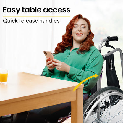 EQUIPMED Extra-Wide Folding Wheelchair, Aluminium Frame, 150kg Capacity, 24 Inch Wheels, Park Brakes, Black V219-HELWLCEQW31A