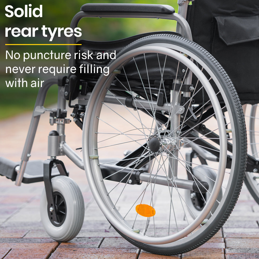 EQUIPMED Extra-Wide Folding Wheelchair, Aluminium Frame, 150kg Capacity, 24 Inch Wheels, Park Brakes, Black V219-HELWLCEQW31A