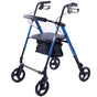 EQUIPMED 4 Wheel Lightweight Rollator Walker, Aluminium Frame, Seat, Carry Bag, for Seniors, Blue V219-HELWLKEQ95BB