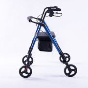EQUIPMED 4 Wheel Lightweight Rollator Walker, Aluminium Frame, Seat, Carry Bag, for Seniors, Blue V219-HELWLKEQ95BB