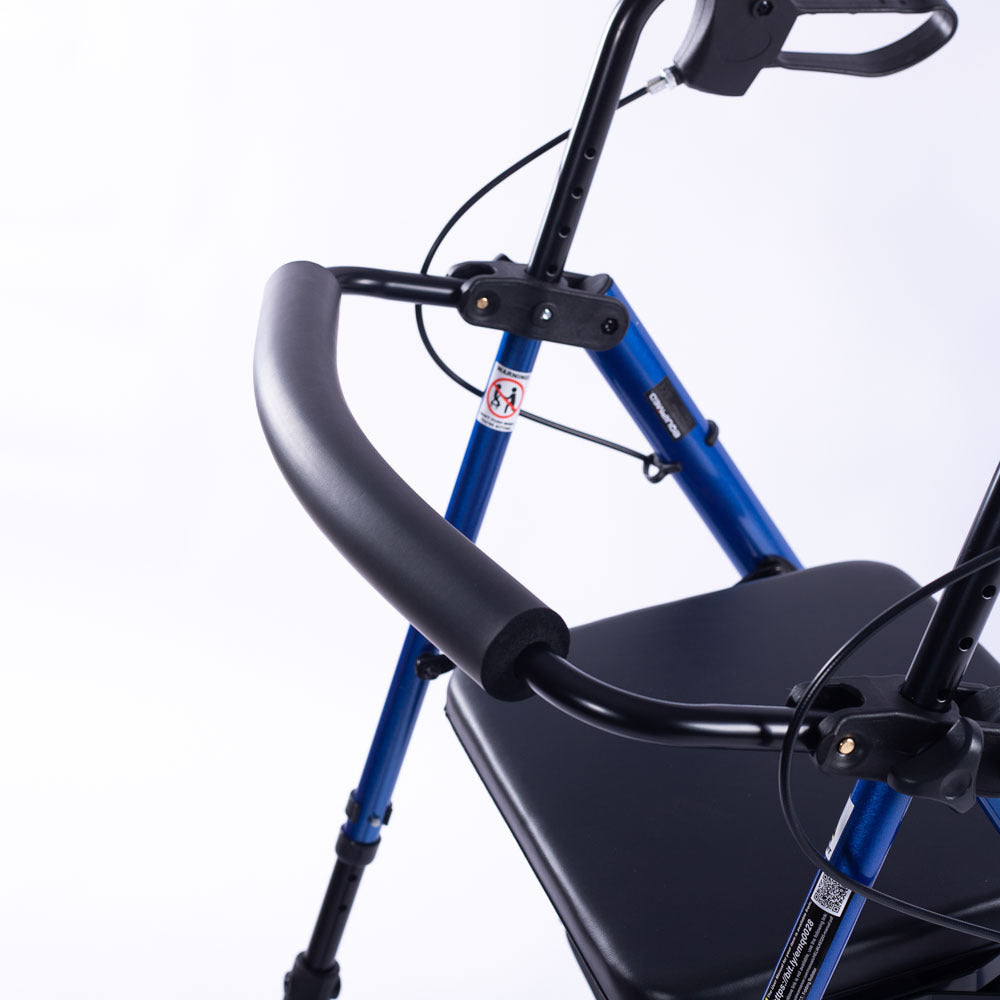 EQUIPMED 4 Wheel Lightweight Rollator Walker, Aluminium Frame, Seat, Carry Bag, for Seniors, Blue V219-HELWLKEQ95BB