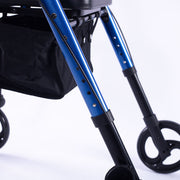 EQUIPMED 4 Wheel Lightweight Rollator Walker, Aluminium Frame, Seat, Carry Bag, for Seniors, Blue V219-HELWLKEQ95BB