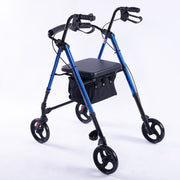 EQUIPMED 4 Wheel Lightweight Rollator Walker, Aluminium Frame, Seat, Carry Bag, for Seniors, Blue V219-HELWLKEQ95BB