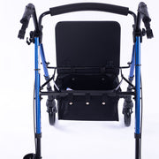 EQUIPMED 4 Wheel Lightweight Rollator Walker, Aluminium Frame, Seat, Carry Bag, for Seniors, Blue V219-HELWLKEQ95BB