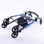 EQUIPMED 4 Wheel Lightweight Rollator Walker, Aluminium Frame, Seat, Carry Bag, for Seniors, Blue V219-HELWLKEQ95BB