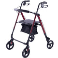 EQUIPMED 4 Wheel Lightweight Rollator Walker, Aluminium Frame, Seat, Carry Bag, for Seniors, Red V219-HELWLKEQ95RB