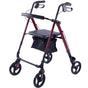 EQUIPMED 4 Wheel Lightweight Rollator Walker, Aluminium Frame, Seat, Carry Bag, for Seniors, Red V219-HELWLKEQ95RB