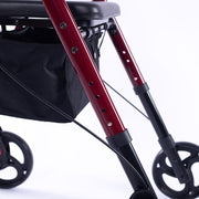 EQUIPMED 4 Wheel Lightweight Rollator Walker, Aluminium Frame, Seat, Carry Bag, for Seniors, Red V219-HELWLKEQ95RB