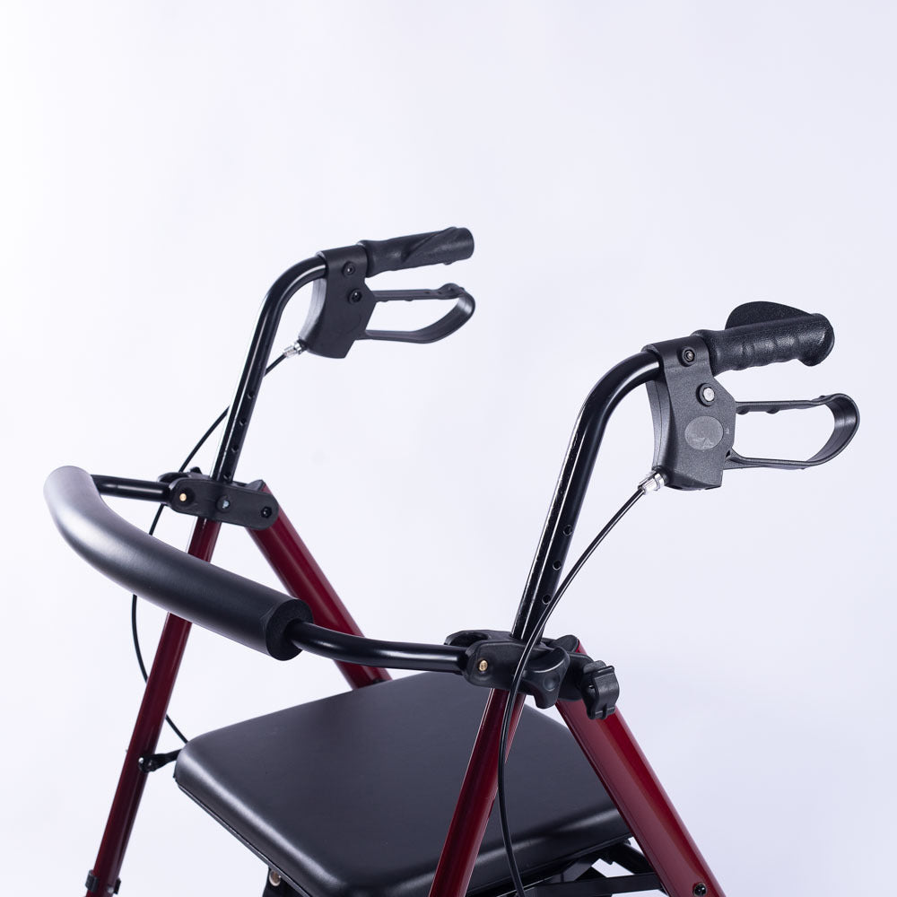 EQUIPMED 4 Wheel Lightweight Rollator Walker, Aluminium Frame, Seat, Carry Bag, for Seniors, Red V219-HELWLKEQ95RB