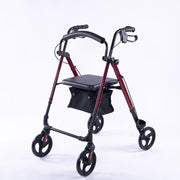 EQUIPMED 4 Wheel Lightweight Rollator Walker, Aluminium Frame, Seat, Carry Bag, for Seniors, Red V219-HELWLKEQ95RB