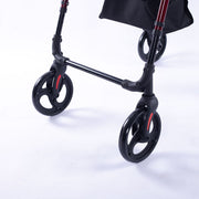 EQUIPMED 4 Wheel Lightweight Rollator Walker, Aluminium Frame, Seat, Carry Bag, for Seniors, Red V219-HELWLKEQ95RB