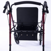 EQUIPMED 4 Wheel Lightweight Rollator Walker, Aluminium Frame, Seat, Carry Bag, for Seniors, Red V219-HELWLKEQ95RB