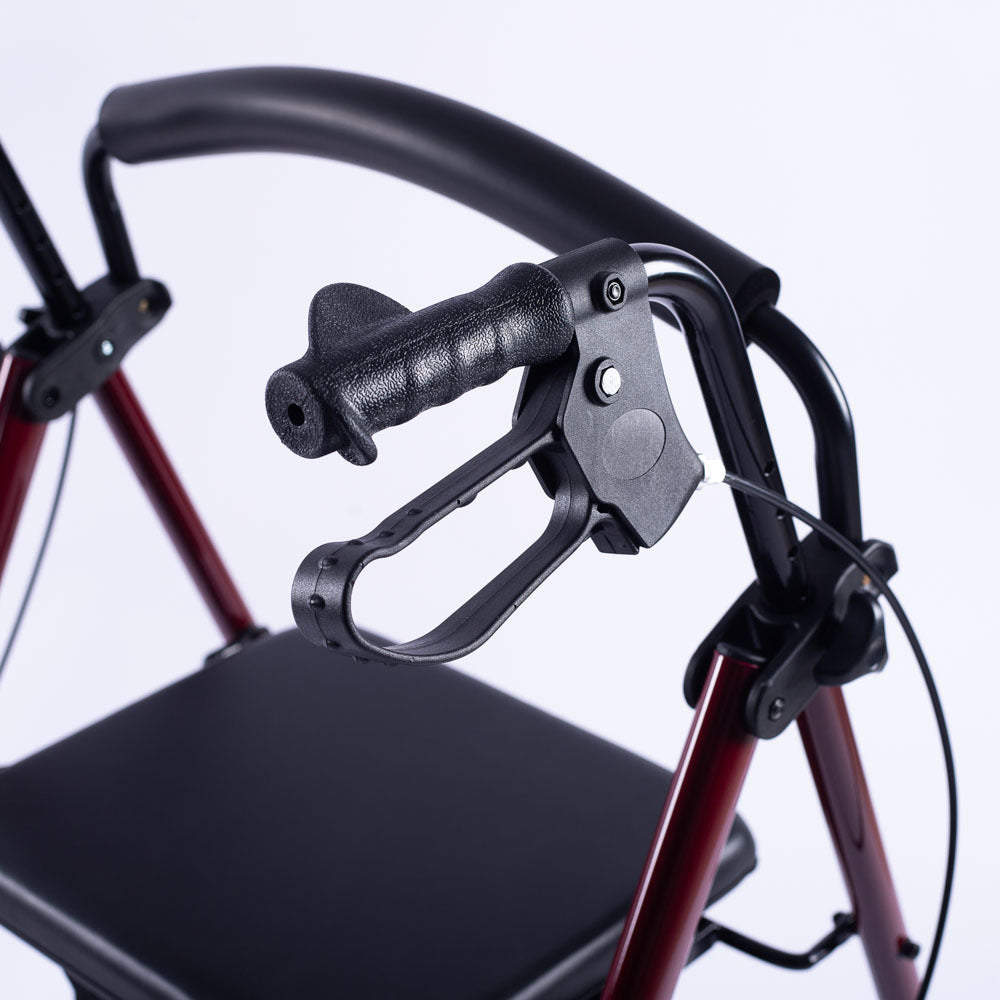 EQUIPMED 4 Wheel Lightweight Rollator Walker, Aluminium Frame, Seat, Carry Bag, for Seniors, Red V219-HELWLKEQ95RB