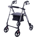 EQUIPMED 4 Wheel Lightweight Rollator Walker, Aluminium Frame, Seat, Carry Bag, for Seniors, Titanium Style V219-HELWLKEQ95TB