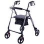 EQUIPMED 4 Wheel Lightweight Rollator Walker, Aluminium Frame, Seat, Carry Bag, for Seniors, Titanium Style V219-HELWLKEQ95TB