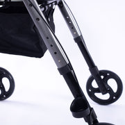 EQUIPMED 4 Wheel Lightweight Rollator Walker, Aluminium Frame, Seat, Carry Bag, for Seniors, Titanium Style V219-HELWLKEQ95TB