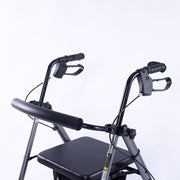 EQUIPMED 4 Wheel Lightweight Rollator Walker, Aluminium Frame, Seat, Carry Bag, for Seniors, Titanium Style V219-HELWLKEQ95TB