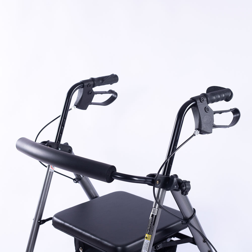 EQUIPMED 4 Wheel Lightweight Rollator Walker, Aluminium Frame, Seat, Carry Bag, for Seniors, Titanium Style V219-HELWLKEQ95TB