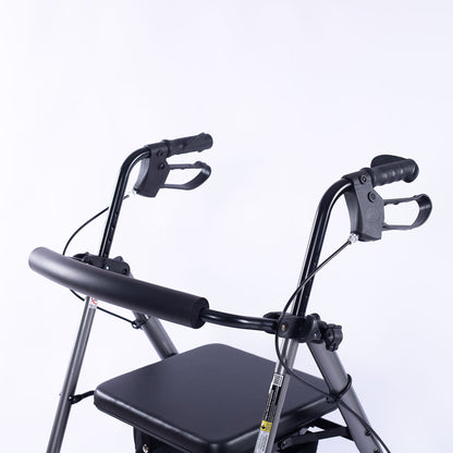 EQUIPMED 4 Wheel Lightweight Rollator Walker, Aluminium Frame, Seat, Carry Bag, for Seniors, Titanium Style V219-HELWLKEQ95TB