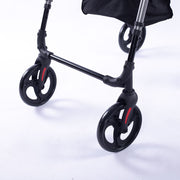 EQUIPMED 4 Wheel Lightweight Rollator Walker, Aluminium Frame, Seat, Carry Bag, for Seniors, Titanium Style V219-HELWLKEQ95TB