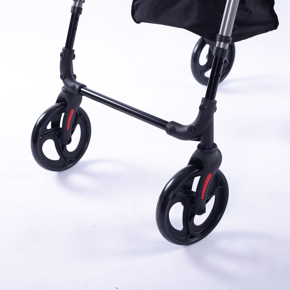EQUIPMED 4 Wheel Lightweight Rollator Walker, Aluminium Frame, Seat, Carry Bag, for Seniors, Titanium Style V219-HELWLKEQ95TB