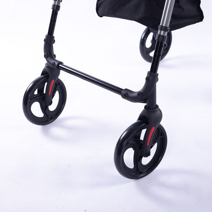 EQUIPMED 4 Wheel Lightweight Rollator Walker, Aluminium Frame, Seat, Carry Bag, for Seniors, Titanium Style V219-HELWLKEQ95TB