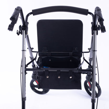 EQUIPMED 4 Wheel Lightweight Rollator Walker, Aluminium Frame, Seat, Carry Bag, for Seniors, Titanium Style V219-HELWLKEQ95TB
