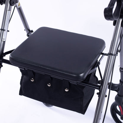 EQUIPMED 4 Wheel Lightweight Rollator Walker, Aluminium Frame, Seat, Carry Bag, for Seniors, Titanium Style V219-HELWLKEQ95TB