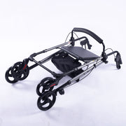 EQUIPMED 4 Wheel Lightweight Rollator Walker, Aluminium Frame, Seat, Carry Bag, for Seniors, Titanium Style V219-HELWLKEQ95TB
