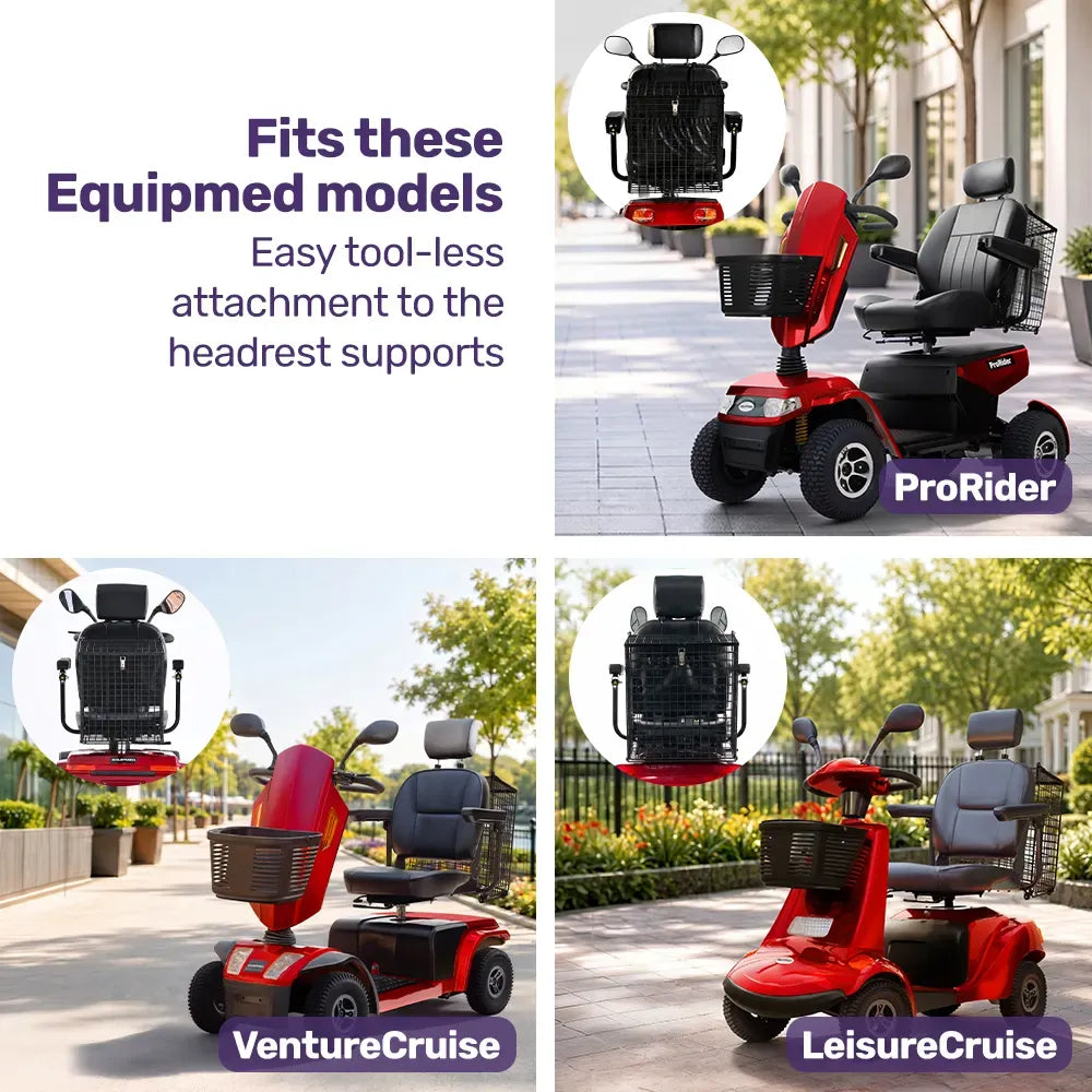 EQUIPMED Mobility Scooter Basket for VentureCruise, LeisureCruise & ProRider, Simple Tool-less attachment V219-HMBMSAEQB59A