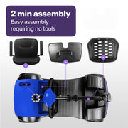 EQUIPMED FreeRoam+ Mid-Sized Lithium Fast Easy Charge Mobility Scooter, Blue V219-HMBMSCEQ3LBA