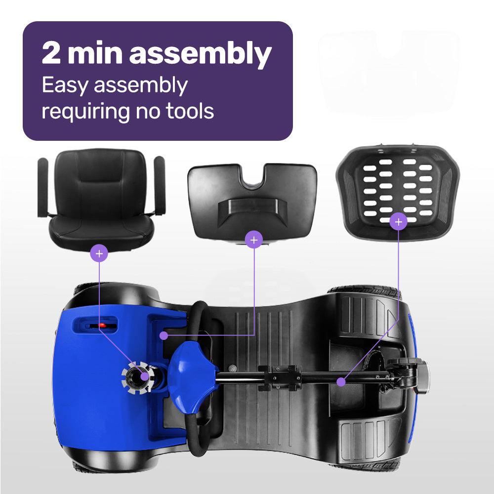 EQUIPMED FreeRoam+ Mid-Sized Lithium Fast Easy Charge Mobility Scooter, Blue V219-HMBMSCEQ3LBA