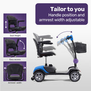 EQUIPMED FreeRoam+ Mid-Sized Lithium Fast Easy Charge Mobility Scooter, Blue V219-HMBMSCEQ3LBA