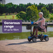 EQUIPMED FreeRoam+ Mid-Sized Lithium Fast Easy Charge Mobility Scooter, Blue V219-HMBMSCEQ3LBA